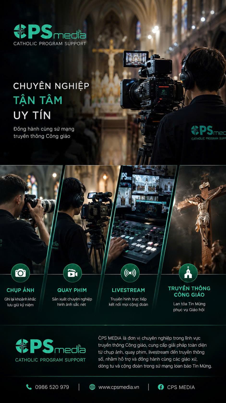 Đội ngũ CPS Media tác nghiệp tại nhà thờ